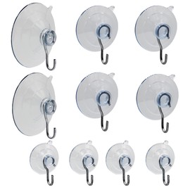 Projectpak Suction Cup Hooks Combo Pack - 10 Pack, Powerful Window Hanging Suction Cups for Glass, Mirrors, Stained Glass, Doors | 2 Large, 4 Medium, 4 Small