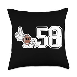 Retro Football Player Apparel Retro White Foam Finger Football Player #58 Throw Pillow, 18x18, Multicolor