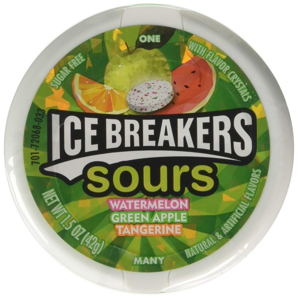 ICE BREAKERS Sours Sugar Free Mints, (Watermelon, Green Apple), 1.5 Ounce