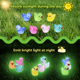 Zyluniy Mini Ducks, 100 Pieces Glow in the Dark Small Ducks Small Figures Mini Resin Duck for Dollhouse Decoration, Micro Fairy Garden, Landscape, Aquarium, DIY