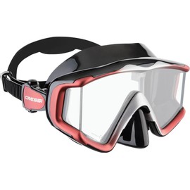 Cressi Scuba Free Diving Mask [Liberty Triside] Panoramic View Black/Red/Silver [Genuine]