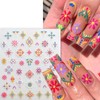 5 Sheets Bohemian Style Nail Decals Embossed Flower Star Nail