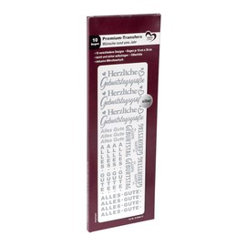 Ideen mit Herz Premium Transfers | Rub on Sticker | Scratch Sticker | 10 cm x 30 cm | 10 Sheets | Includes Cloth (All Year Wishes, Silver)