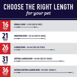 Leashboss Dog Car Seat Belt Restraint - No-Chew Heavy Duty Car Seatbelt for Pets - 5 Sizes - Coated Steel Rope to Prevent Chewing - Car Tie Out Cable for Dogs (26 in)