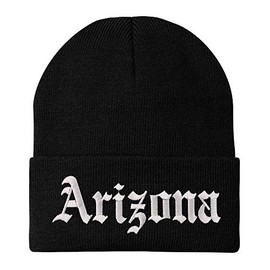 Trendy Apparel Shop Arizona State Old English Embroidered Long Cuff Beanie - Black