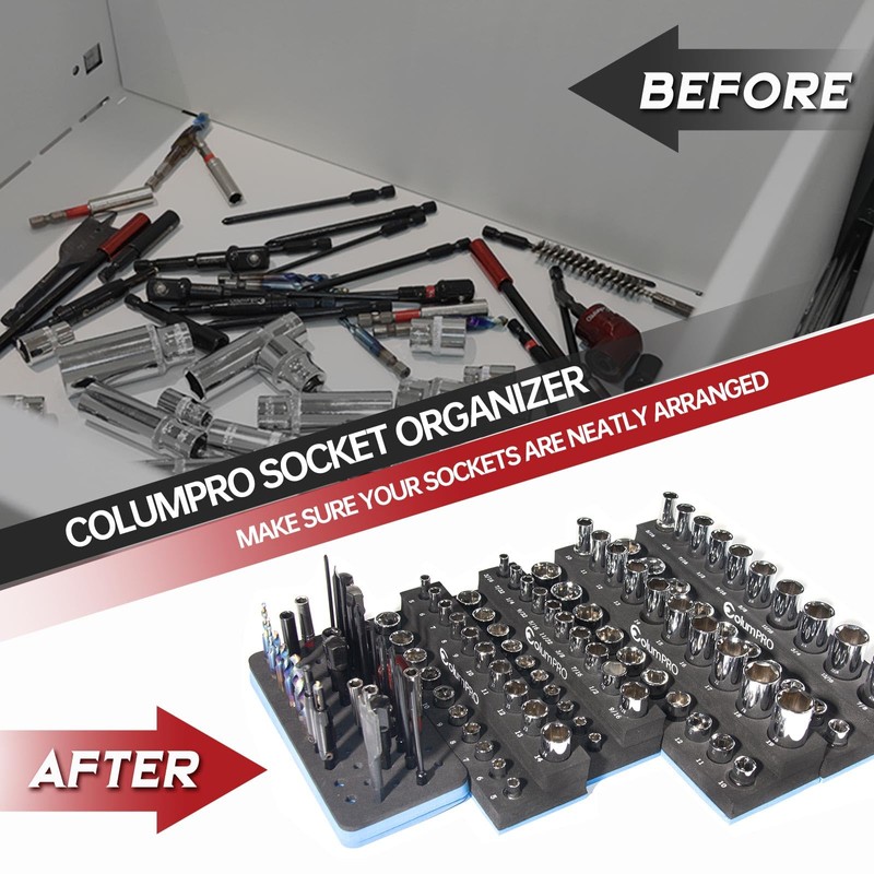 ColumPRO Foam Socket Organizer for Tool Box Drawer,Sockets Holder for