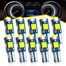 Antline T5 37 74 2721 PC74 PC37 LED Bulb White, Super Bright Canbus Error Free 12 Volt Replacements for Interior Dashboard Indicator Instrument Panel Gauge Cluster Dome Map Lamp Lights (Pack of 10)