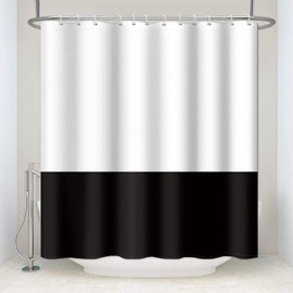 SDOTPMT 105 x 160 cm White Black Shower Curtain Simple Theme Bath Curtain Classic Traditional Bath Curtain Fabric Polyester Waterproof for Bathroom with Hooks
