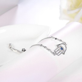 LSxAB Evil Eye Fatima Hamsa Hand Bracelet for Women Amulet Good Luck Protection Bracelets Adjustable Jewellery Gift