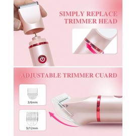 Recortadora de bikini 3 en 1 para mujer, afeitadora eléctrica para cabello público, recortadora de vello corporal recargable, kit de extracción desmon