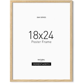 Momentworth Minimalist 18x24 Frame, Solid Oak Wood 18x24 Poster Frame for Wall Mount - Wall Decor for Home, Office & Galley (Single,Oak)