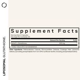 Codeage Liposomal Glutathione Supplement - Pure Reduced Setria L-Glutathione, Liposomal Delivery, Phospholipid Complex - Vegan, Non-GMO - 2-Pack