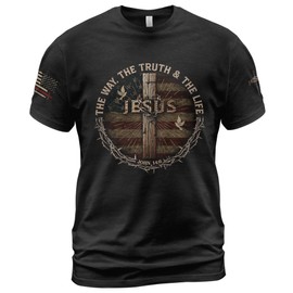 Jesus The Way The Truth and The Life Shirt, Cross Shirts, Christian Shirt for Men, Jesus T Shirts for Men 2 (Black-M)