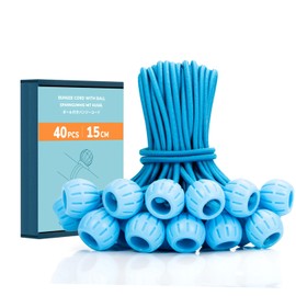 Abma Cord Bungee Cords with Balls 40Pcs x 15cm Bungee Ties with Ball Heavy Duty Tarpaulin Ball Bungee for Tarpaulin, Tent, Banners and Fixing - Blue