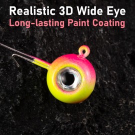 Dr.Fish 10 Pack 3D Eye Fishing Jig Heads Freshwater Fishing Jigs for Bass Walleye Crappie Round Ball Jig Heads Swimbait Jigs Bluegill Panfish 1/16oz