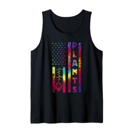 Plant Lover Gardening American Flag Tie Dye Plants Tank Top