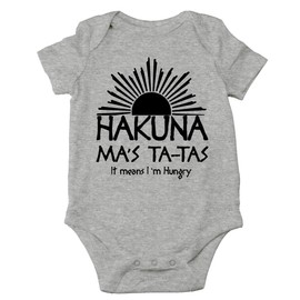 CBTwear Hakuna Ma's Ta - Body para bebé, adorable para bebé, unisex, ropa para niño y niña recién nacida, Gris jaspeado, 12 meses