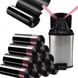 Drawstring Trash Bags, 4 Gallon Sizes, 50 Count, Black Heavy Duty Garbage Bags, Multipurpose Trash Liners for Home, Kitchen, Outdoor Use