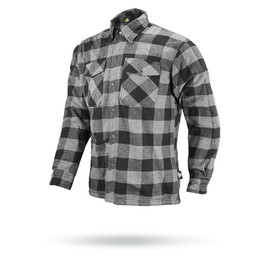 Neo Jeans Armored Motorcycle Shirt for Men Motorcycle Flannel/Twill Fabric Jacket Reinforced with Aramid Fiber, Armor Riding Shirt (Black Checkered, 3X-Large)