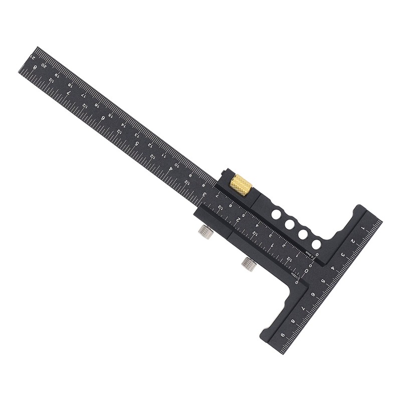 Woodworking Scriber Measuring Tool T Square Ruler Carpentry Multifunctional Aluminum