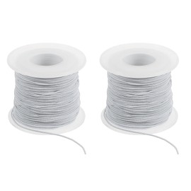PATIKIL Elastic String for Bracelet 164 Ft/50 Meter Length 0.8 mm Dia, 2 Roll Sturdy Stretchy String Cord for Jewelry Making Necklace Beading Craft DIY, Gray