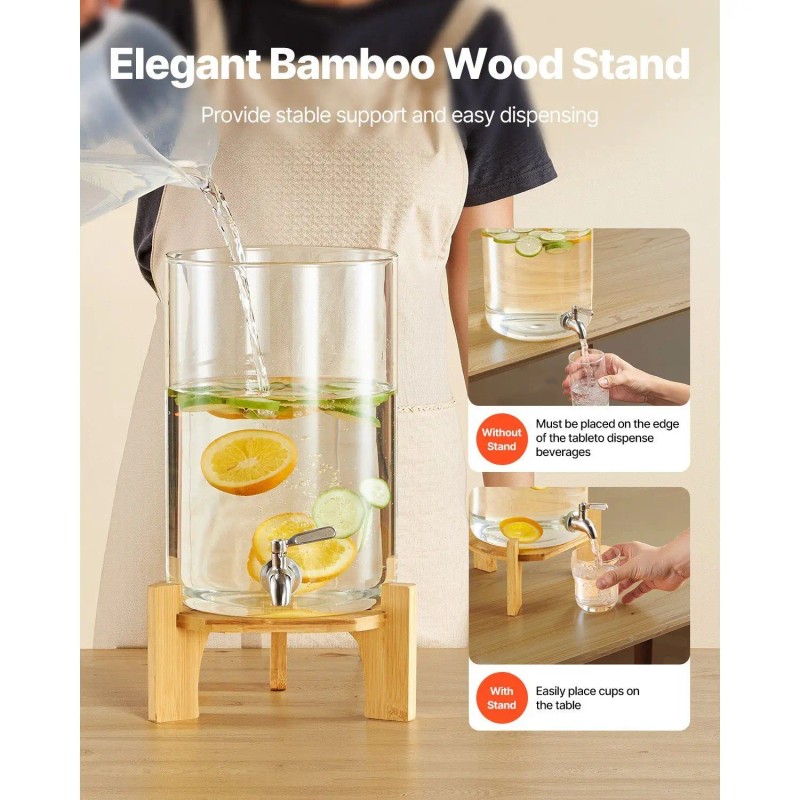 Glass Beverage Dispenser 2.2 Gal With Stand For Parties Minimalist