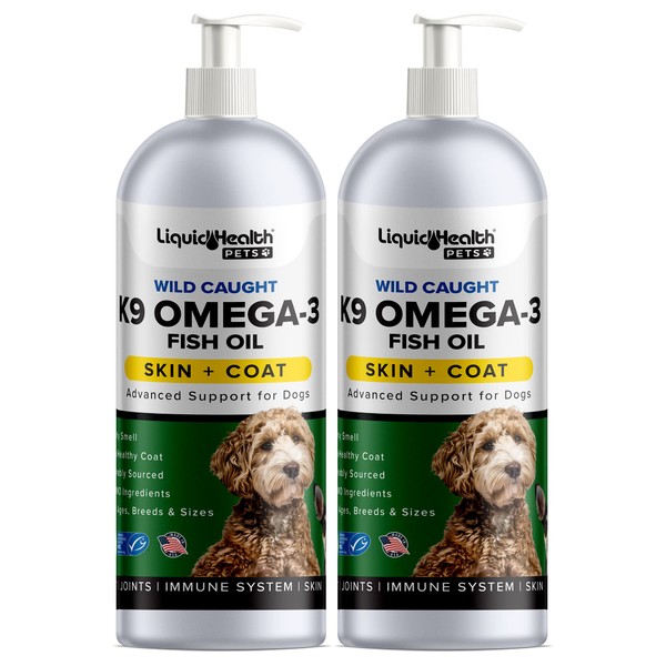 Liquid Health Pets K9 Omega 3 Fish Oil for Dogs - Liquid Omega 3 for Dogs with EPA + DPA + DHA, Dog Shedding Suplement May Reduce Itching and Support Joint, Immunity, Brain & Heart Health (16 Oz)