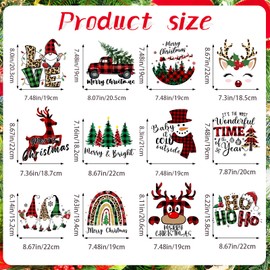 DoreenBow 12 Sheets Christmas Iron on Stickers Iron on Decals Patches Heat Transfer Stickers Buffalo Plaid Iron on Appliques Decoration for Clothing T-Shirt Pillow Covers