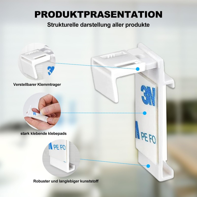 Clamp support for double roller blind, 8 pieces, roller blind