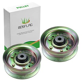 BOSFLAG 173437 Flat Idler Pulley Replaces 165888 173437 532165888 532173437 Oregon 78-054 for Husqvarna AYP Craftsman Poulan 42" Decks (2 Pack)