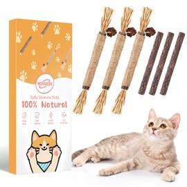 WOUSEDO 6 Pack Silvervine Sticks Cat Toy, Natural Chew Stick for Dental Care Teeth Cleaning,Matatabi Cat nip Treat Toys for Indoor Cats& Kittens