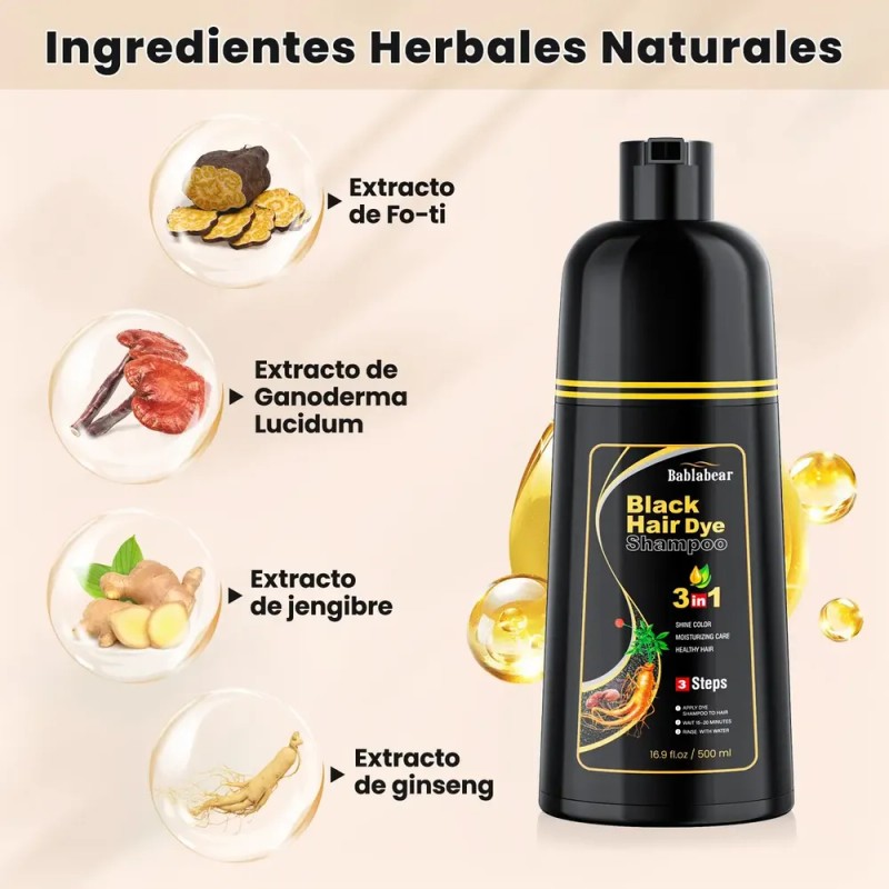Shampoo Tinte Instantaneo 15min Cubre Canas Jengibre Natural