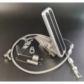 espeedpro21 Billet Aluminum Floor Mount Gas Pedal & 24" Throttle Cable Combo Universal