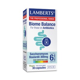 Lamberts Biome Balance for Antibiotics – Saccharomyces Boulardii Supplement – Supports Gut Balance During Antibiotic Use and Travel – 30 Vegan Capsules
