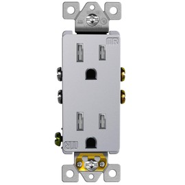 ENERLITES Elite Series Decorator Receptacle Outlet Child Safe Tamper-Resistant, Gloss Finish, Self-Grounding, 2-Pole, Residential Grade, 15A 125V, UL Listed, 61501-TR-SV-10PCS, Silver (10 Pack)