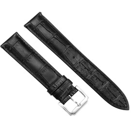 BINLUN Leather Watch Strap Quick Release Replacement Crocodile Leather Watch Bands for Men Women (Black, 22mm)