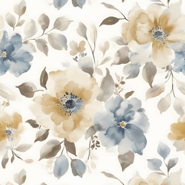 Peel and Stick Wallpaper Floral Wallpaper 17.3"x78.8" Boho Contact Paper Large Floral Wallpapers for Bedroom Watercolor Flower Removable Self Adhesive Wall Paper for Bathroom Walls Decorate