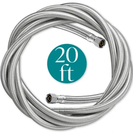 Refrigerator Water Line for Ice Maker Braided - 20' Pex Water Supply Lines Hose for Fridge Outlet Box with 1/4 Comp Fitting