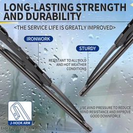 JINGOU 20''+18'' Wiper Blades, Compatible with 2000 Honda Civic Premium All-Season Windshield Wiper Blades-Driver and Passenger Side,Automotive Replacement Windshield Wiper Blade (Pack Of 2)