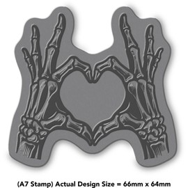 'Skeleton Hands Heart Sign' Rubber Stamp - Unmounted Design for Crafting & Scrapbooking, A7 (RS00056473)