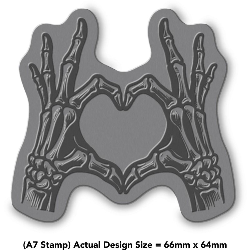 'Skeleton Hands Heart Sign' Rubber Stamp - Unmounted Design for