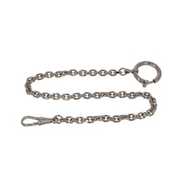 Jean Jacot Pocket Watch Chain with Snap Hook and Spring Ring Clasp, Made in Germany, Anchor chain, polished, nickel-plated