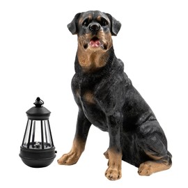 Notakia Resin Dog Rottweiler Statues and Sculptures with Solar Led Home Garden Decoration Windproof Lamp Outdoor Lighting Decor (Rottweiler &LED)