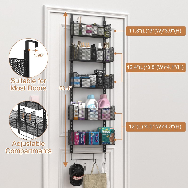 VyGrow Over The Door Organizer, Metal Door Organizer Hanging with