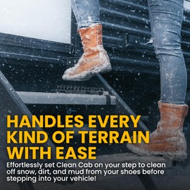 Clean Cab Universal Fit Truck Step Mounted Brush - Heavy Duty Boot Brush for Trucks, RVs, SUVs, and Semis - Easy Velcro Mounting - Perfect for Camping, Jobsite, and Home - Durable and Reliable