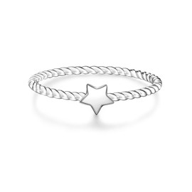 GLANZSTÜCKE MÜNCHEN Women's Ring Star Sterling Silver – Motif Ring Friendship Ring Simple, 54, Silver, No Gemstone