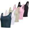 5 Pack Womens Square Neck Cute Crop Tank Top for