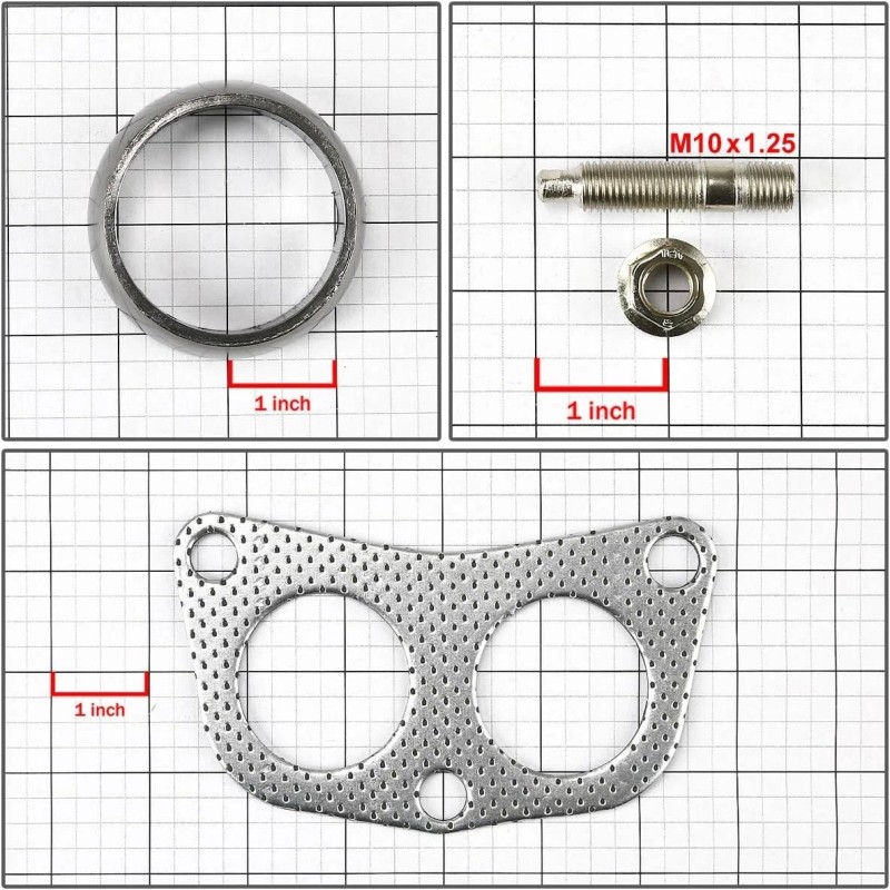 Honda 1990-2007 Honda Accord Graphite Exhaust Gasket Plus Donut, Studs,