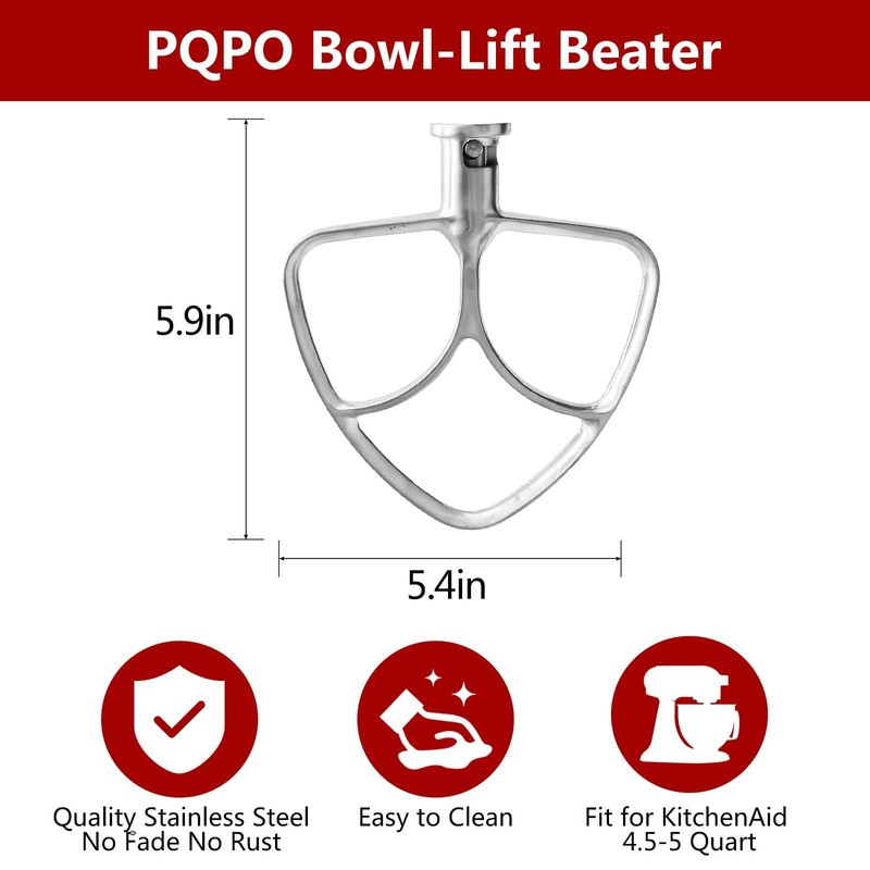 K45SS Stainless Steel Flat Beater Attachment for 4.5-5 Quart Kitchenaid