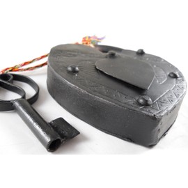 Large Antique Reproduction Heart Padlock with Key